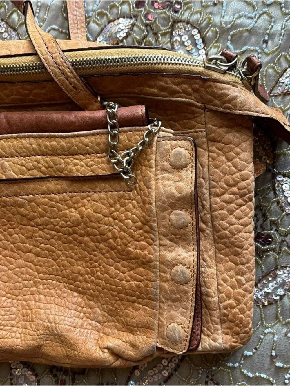 Leather Tote Bag in Tan